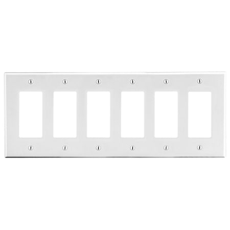 Hubbell Wiring Device-Kellems Wallplate, 6-Gang, 6) Decorator, White P266W